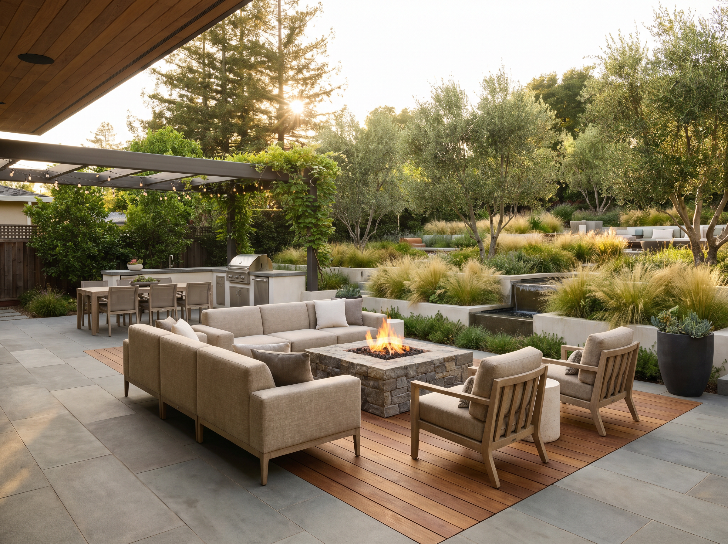Modern outdoor entertaining area